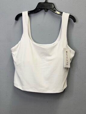 Athleta White Scoop Neck Cropped Sports Tank